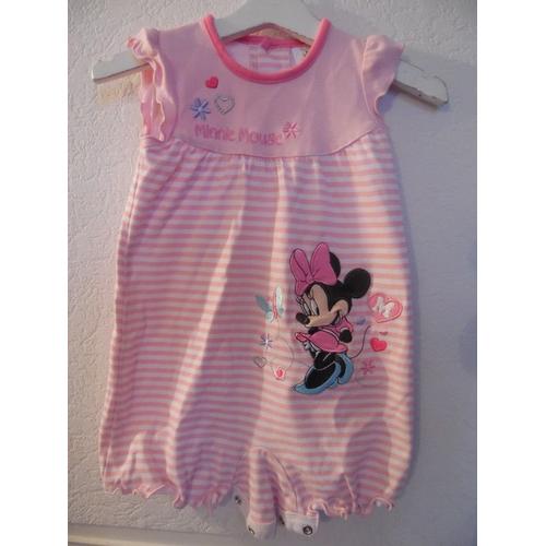 Jolie Barboteuse Fille Disney Broderie Minnie Taille 9/12 Mois Idée Cadeau