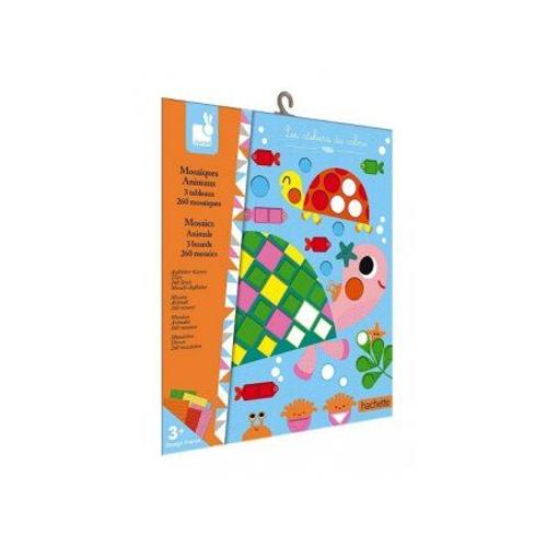 Kit Pochette Mosaiques En Mousse 3 Tableaux Animaux - 6 Couleurs, Formes Geometriques - Set Loisir Creatif Enfant 3 Ans + Carte