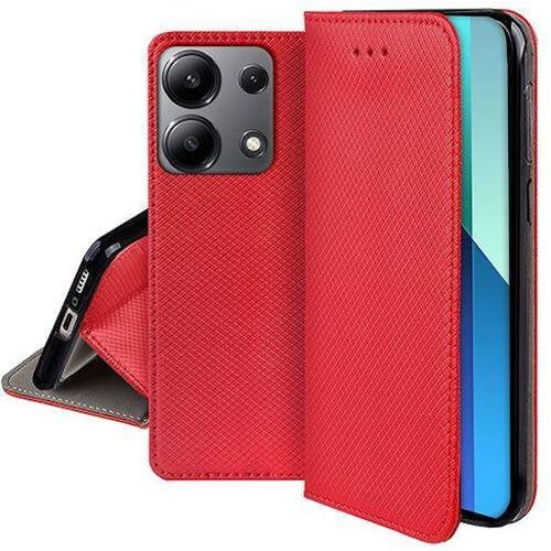 Housse Pour Xiaomi Redmi Note 13 4g - Etui Coque Pochette Portefeuille + Film Ecran - Rouge Magnet