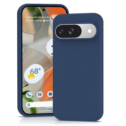 Coque Pour Google Pixel 9 Et 9 Pro 5g - Housse Etui Silicone Gel Fine + Verre Trempe - Bleu Fonce