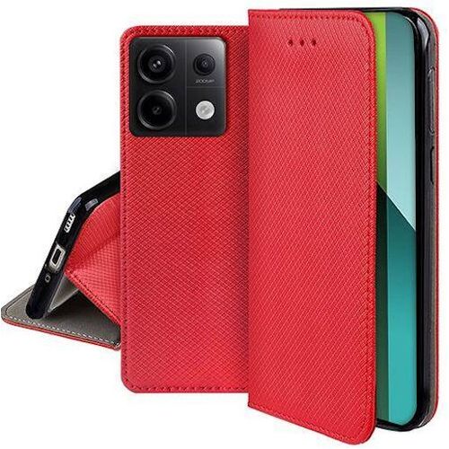 Housse Pour Xiaomi Redmi Note 13 Pro 5g / Poco X6 5g - Etui Coque Pochette Portefeuille + Verre Trempe - Rouge Magnet