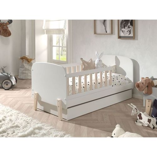 Pack - Lit Enfant & Tiroir De Lit "Kiddy" 70x140cm Blanc