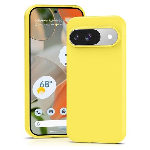 Coque Pour Google Pixel 9 Et 9 Pro 5g - Housse Etui Silicone Gel Fine + Verre Trempe - Jaune