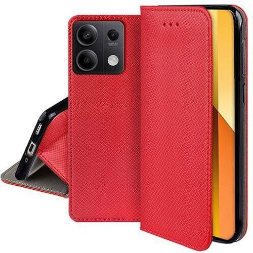 Housse Pour Xiaomi Redmi Note 13 5g - Etui Coque Pochette Portefeuille + Film Ecran - Rouge Magnet