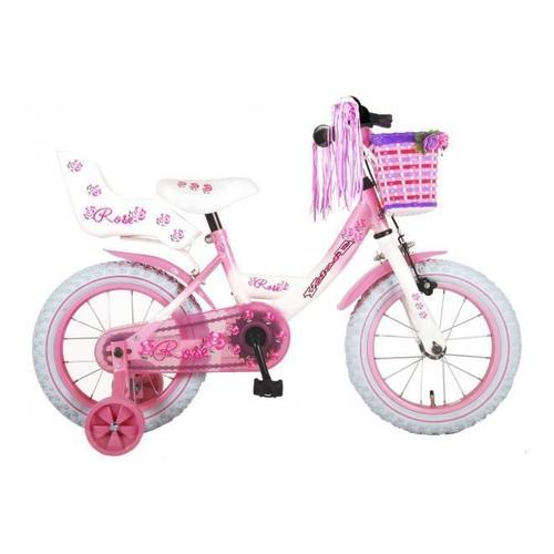 Vélo Pour Enfants Volare Rose - Filles - 14 Pouces - Rose/Blanc - 95% Assemblé