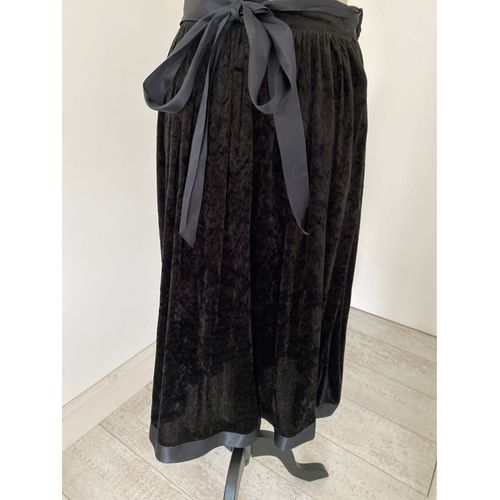 Jupe Noire Mi Longue Taille 38/40 Taille Élastique Velours Polyester Noir