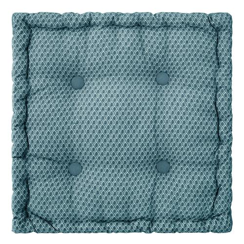 Coussin De Sol Carré En Coton À Motif Otto - 38 X 38 - Bleu Canard