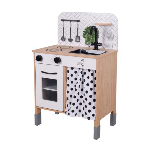 Cuisine Enfant En Bois Hauteur Réglable Jeux De Rôle Imitation Garçon Fille Noir Blanche Teamson Kids Td-13554c