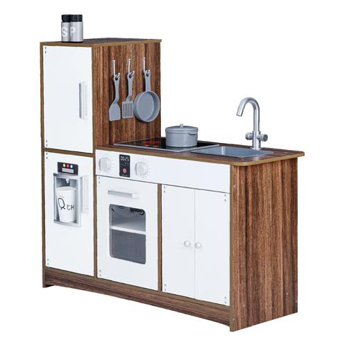 Cuisine Enfant Jeu En Bois Garçon Fille Mixte Avec 10 Accessoires Blanche Palm Springs Teamson Kids Td-13404b