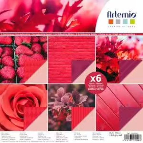 Bloc 6 Feuilles - Photos Tons Rouge - Impression Recto Verso - 30x30 Cm