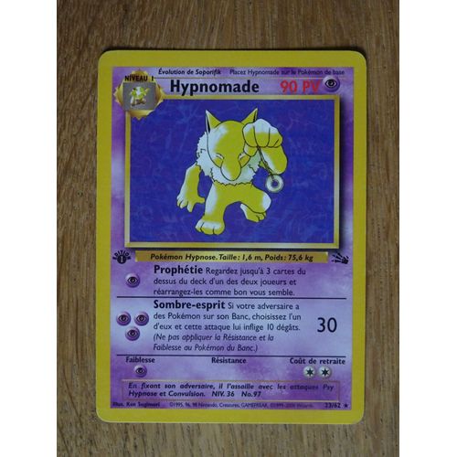 Carte Pokemon Hypnomade 90 Pv 23/62 Edition 1 - Fossile - Wizards