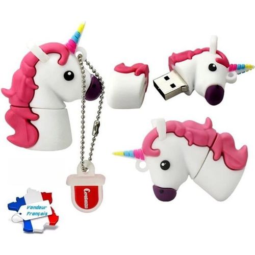 Cle usb Licorne blanche capacité 16go, livraison gratuite et rapide 2 à 3 jours. Entreprise Française.