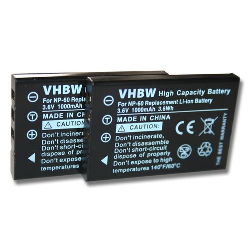 vhbw 2x Batterie compatible avec Kodak LS443, DX7630, DX7590, DX7440, DX6490, LS753, LS743, LS420, LS633, P712 appareil photo (1000mAh, 3,6V, Li-ion)