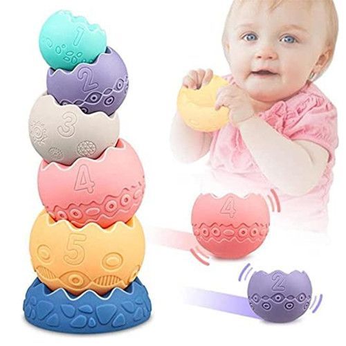 Cube Sensoriels Souples A Empiler, Jeu Bébé 6 Mois, Bloc De Construction Doux, Jouets Montessori Bébé Tour Souple Jouets De Bain Dentition