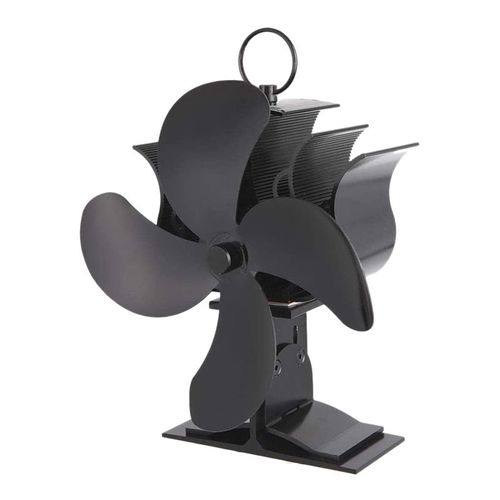 Noir - 4 Blade Heat Powered Stove Fan Thermodynamic Fireplace Fan For Wood Log Burner Fireplace Heat Distribution Fireplace Fan