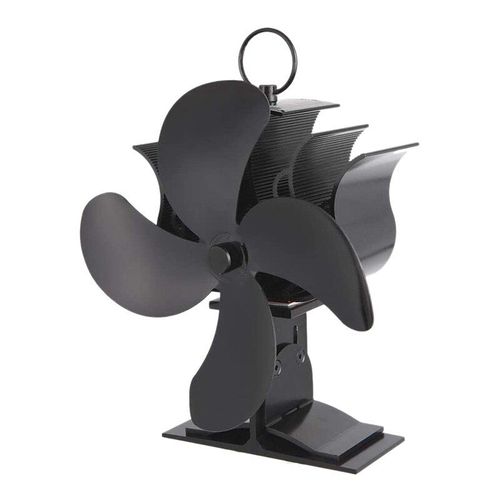 Noir - 4 Blade Heat Powered Stove Fan Thermodynamic Fireplace Fan For Wood Log Burner Fireplace Heat Distribution Fireplace Fan