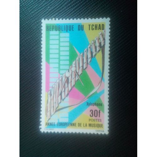 Timbre Tchad Y T 472 Année Européenne De La Musique Xylophone 1985 ( 051106 )