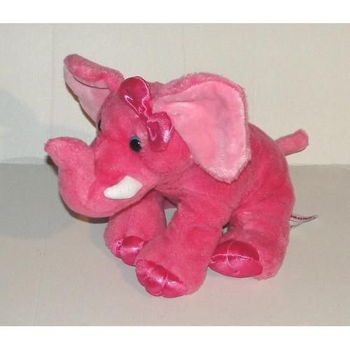 Peluche Elephant Rose Aurora World - Peluche Elephant Assis Noeud Papillon Brillant 25 Cm