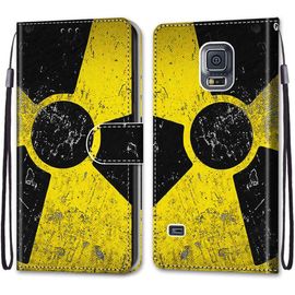 Coque Pour Samsung Galaxy S5 Portefeuille Etui À Rabat En Pu Cuir Avec Motif,Poche Porte-Cartes,Multi-Usage Peint Housse Cuir Case Magnétique Noir Jaune Protection Pour Samsung Galaxy S5