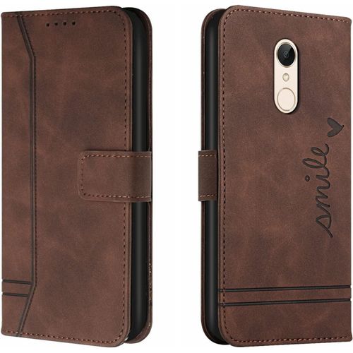 Coque Pour Xiaomi Redmi 5 Plus, Etui Cuir Avec Magnetique, Flip Pochette Housse Pour Xiaomi Redmi 5 Plus Protection, Marron