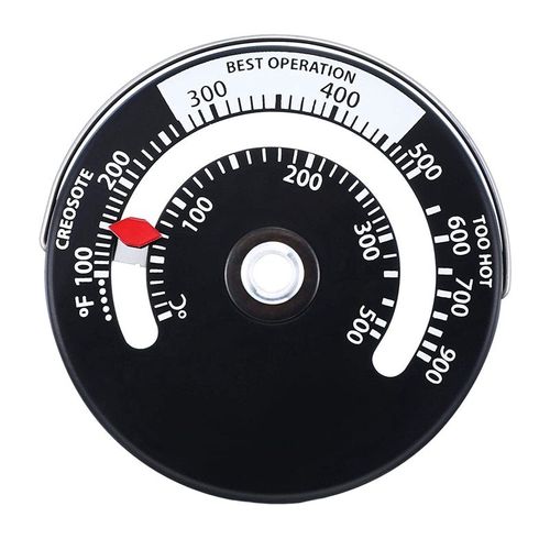 Noir - Magnetic Wood Stove Thermometer Wood Burner Top Thermometer Stove Temperature Meter Stove Flue Pipe Thermometer