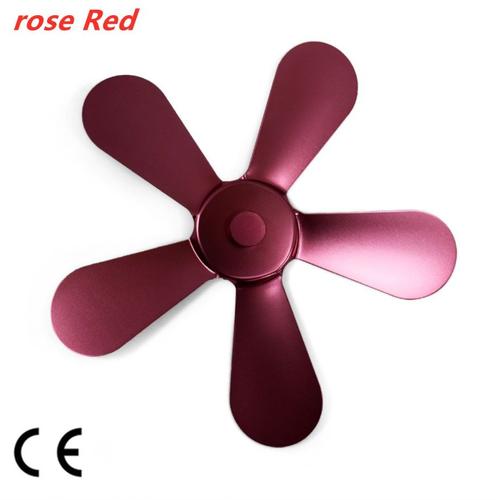 rose rouge - Poêle à bois domestique, cheminée moderne, ventilateur de salon, à énergie thermique, brûleur à économie'énergie en aluminium, à faible bruit, 5 lames chaudes