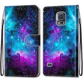 Coque Pour Samsung Galaxy S5 Étui En Cuir Flip Pu Avec Tpu Silicone Antichoc Housse Support Portable Wallet Coque Élégant Protection Étui Pour Samsung Galaxy S5,Ciel Étoilé