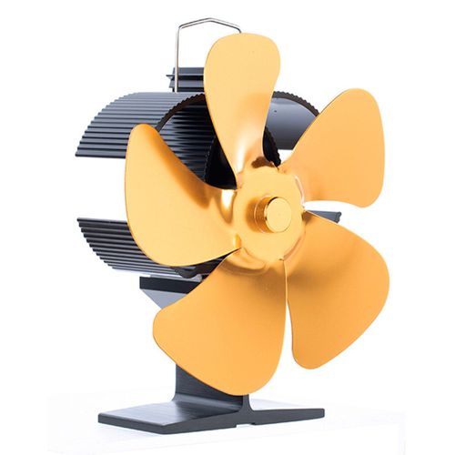 Doré - Ventilateur de cheminée à 5 pales pour poêle à bois, Distribution de chaleur silencieuse et écologique pour la combustion des bûches