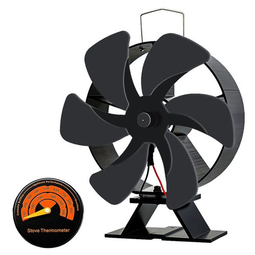 Avec thermomètre - Ventilateur de cheminée à 6 lames, brûleur à bois, écologique, silencieux, pour la maison, Distribution de chaleur efficace