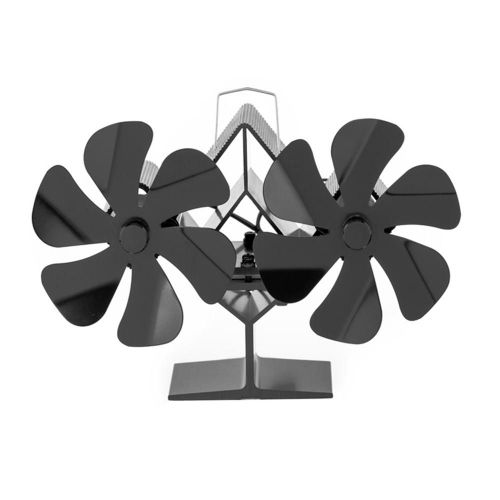 Noir - Ventilateur de cheminée à Double tête à 12 lames, poêle à bois écologique, silencieux, Distribution de chaleur efficace pour la maison