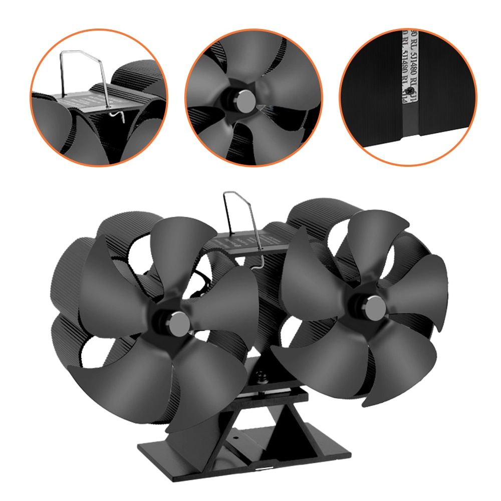 Avec thermomtre - Ventilateur de chemine  deux ttes  10... - 4