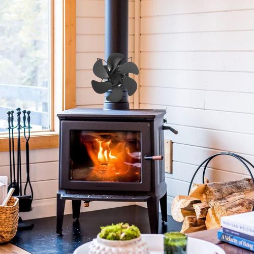 Ventilateur de cheminée en bois à 6 lames, poêle à chaleur, efficace, écologique, silencieux, maison avec thermomètre à absorption magnétique