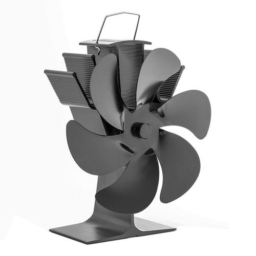 Le noir - Ventilateur de cheminée noir à 5 lames, brûleur à bois, écologique, silencieux, pour la maison, Distribution de chaleur efficace
