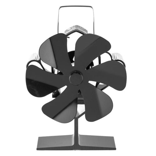 Noir - Ventilateur de cheminée noir à 6 lames, brûleur à bois, silencieux et écologique, pour la maison, distribution de chaleur efficace