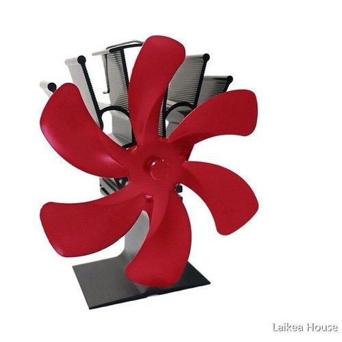 rouge - Ventilateur de cheminée noir à 6 lames, brûleur à bois, écologique, silencieux, pour la maison, accessoires de cheminée
