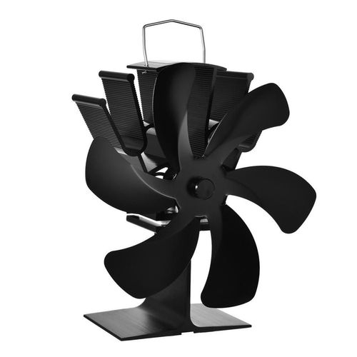 le noir - Ventilateur de cheminée noir à 6 lames, brûleur à bois, écologique, silencieux, pour la maison, accessoires de cheminée