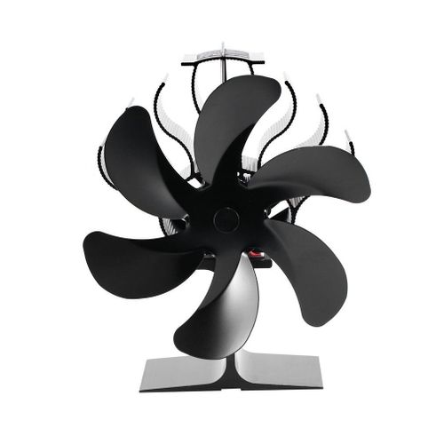 Sans thermomètre - Ventilateur de cheminée noir à 6 lames, brûleur à bois, écologique, silencieux, Distribution de chaleur efficace