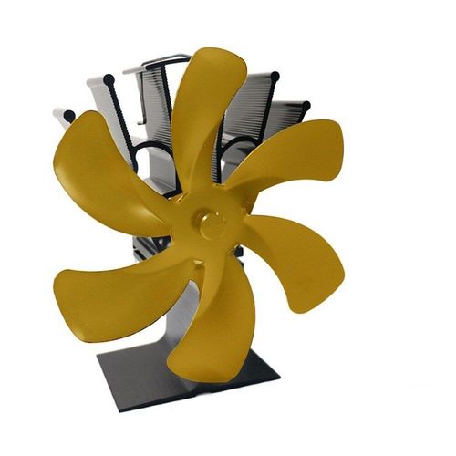 or - Ventilateur de cheminée noir à 6 pales, brûleur à bois, silencieux et écologique, pour la maison