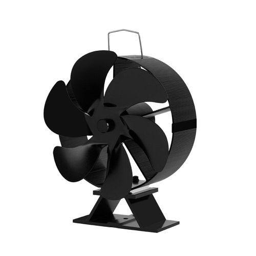 6 lame - Ventilateur de cheminée noir, brûleur à bois, poêle à chaleur, silencieux, pour la maison, avec thermomètre