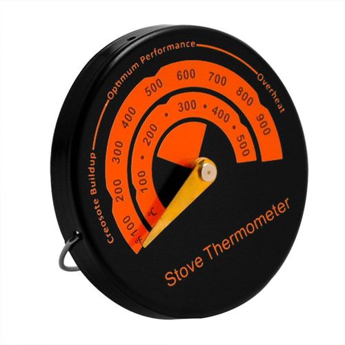 Ventilateur avec thermomètre - Ventilateur de poêle à bois noir à 4 pales, silencieux, pour la maison, Distribution de chaleur efficace