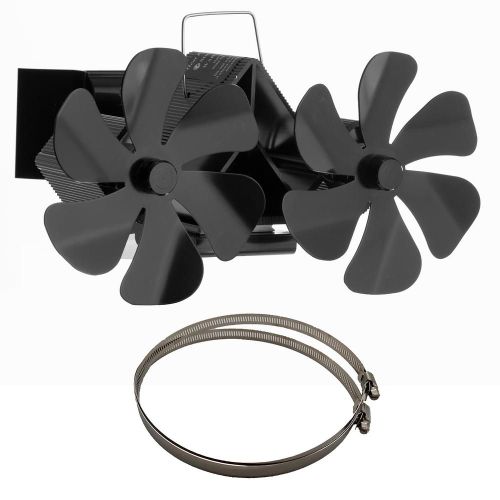 Ventilateur de poêle à chaleur mural, double cheminée, circulation'air chaud, silencieux, éco, avec pinces, thermomètre pour bûches