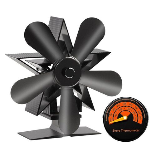 Avec thermomètre - Ventilateur de poêle à chaleur à lames 4/5, silencieux et écologique, pour la combustion du bois, Distribution de chaleur