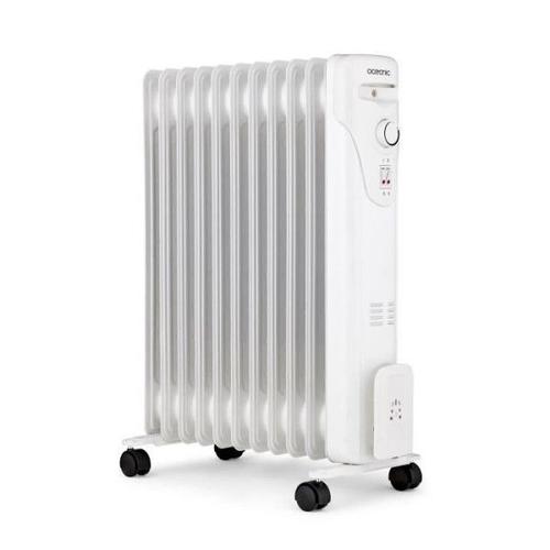 Radiateur électrique bain d'huile 2500W OCEANIC - 3 puissances - 11 éléments - Blanc - Mobile