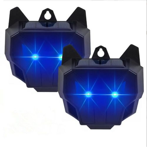 2PC répulsifs solaires pour Animaux Nocturnes - Répulsif pour Cerfs - avec LED Lumineuses stroboscopiques pour mouffettes Coyote Renard Oiseau
