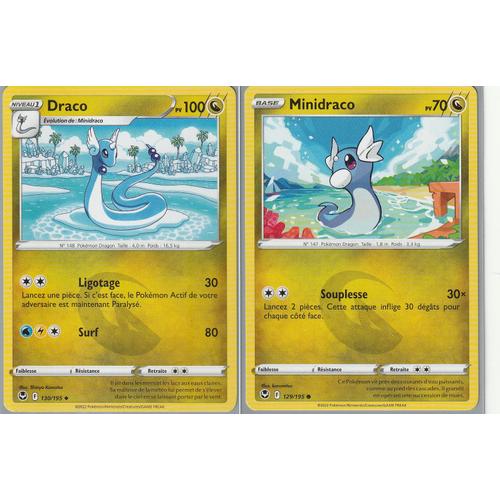 2 Cartes Pokemon - Draco 130/195 + Minidraco 129/195 - Eb12 Tempête Argentée -
