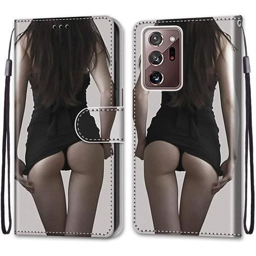 Coque En Pu Cuir Pour Samsung Note20 Ultra Flip Cover Clapet De Protection Portefeuille Avec Motif Upskirt Housse Magnétique Case Wallet Antichoc Cover Pour Samsung Galaxy Note20 Ultra 6.9