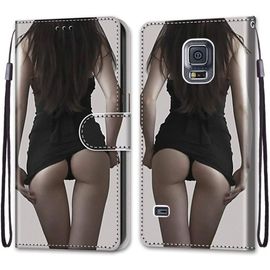 Coque En Pu Cuir Pour Samsung Galaxy S5 5.1"" Étui Flip Cover Clapet De Protection Portefeuille Avec Motif Upskirt Housse Magnétique Case Wallet Antichoc Cover Pour Samsung Galaxy S5 5.1
