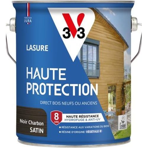 V33 - Lasure Haute Protection Biosourcée chêne clair Satin - 2,5L - Noir