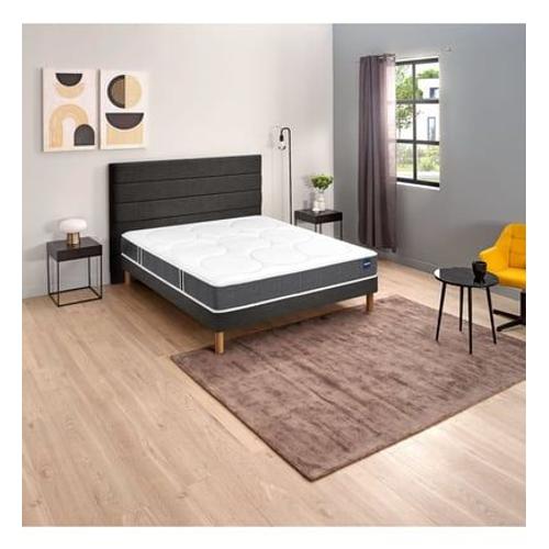 Bultex - Ensemble Matelas Nano Et Mémoire De Forme Comforting, Sommier Vigoroso Gris Fumé Et Pieds - Blanc