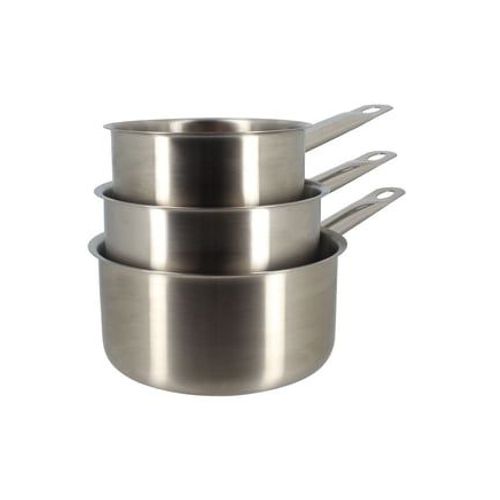 Menastyl - Set De 3 Casseroles Professionnel 16/18/20cm En Acier Inoxydable - Gris